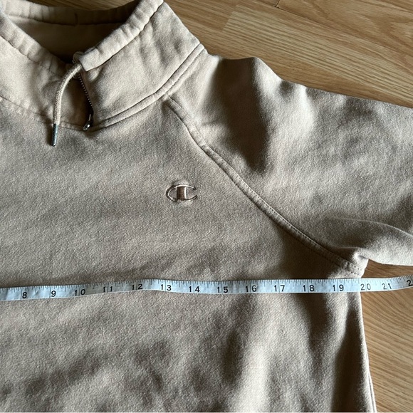 Champion Tan Mock Neck Cropped Sweatshirt Medium - Picture 6 of 9